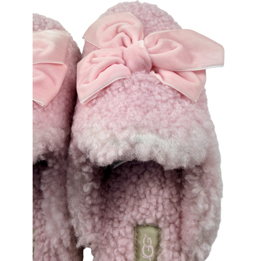 UGG Addison Velvet Bow Slipper Shell Pink Sherpa Mule 1098169 Womens 10 NEW - Picture 7 of 15